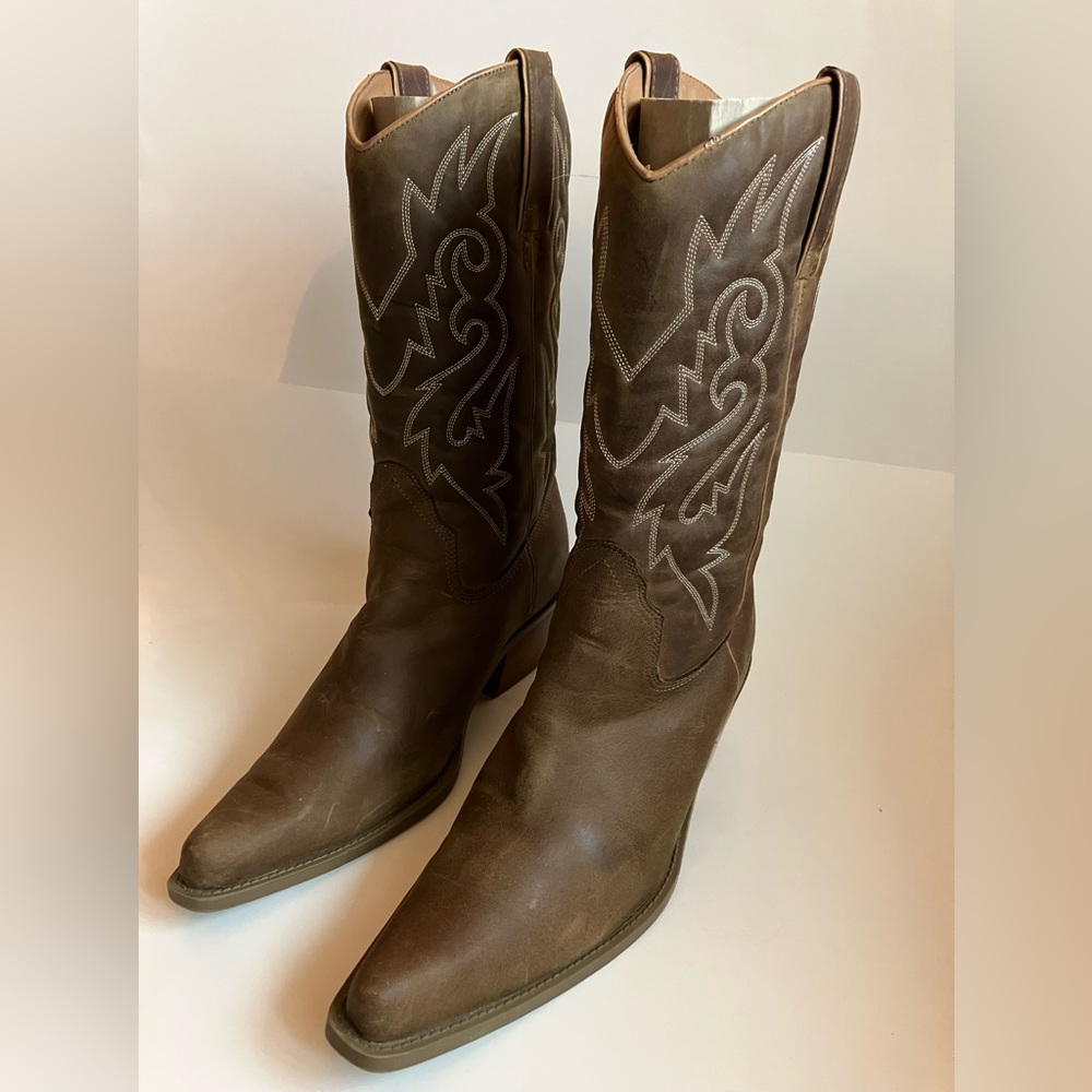 LEATHER WESTERN COWBOY BOOT WMS7.5